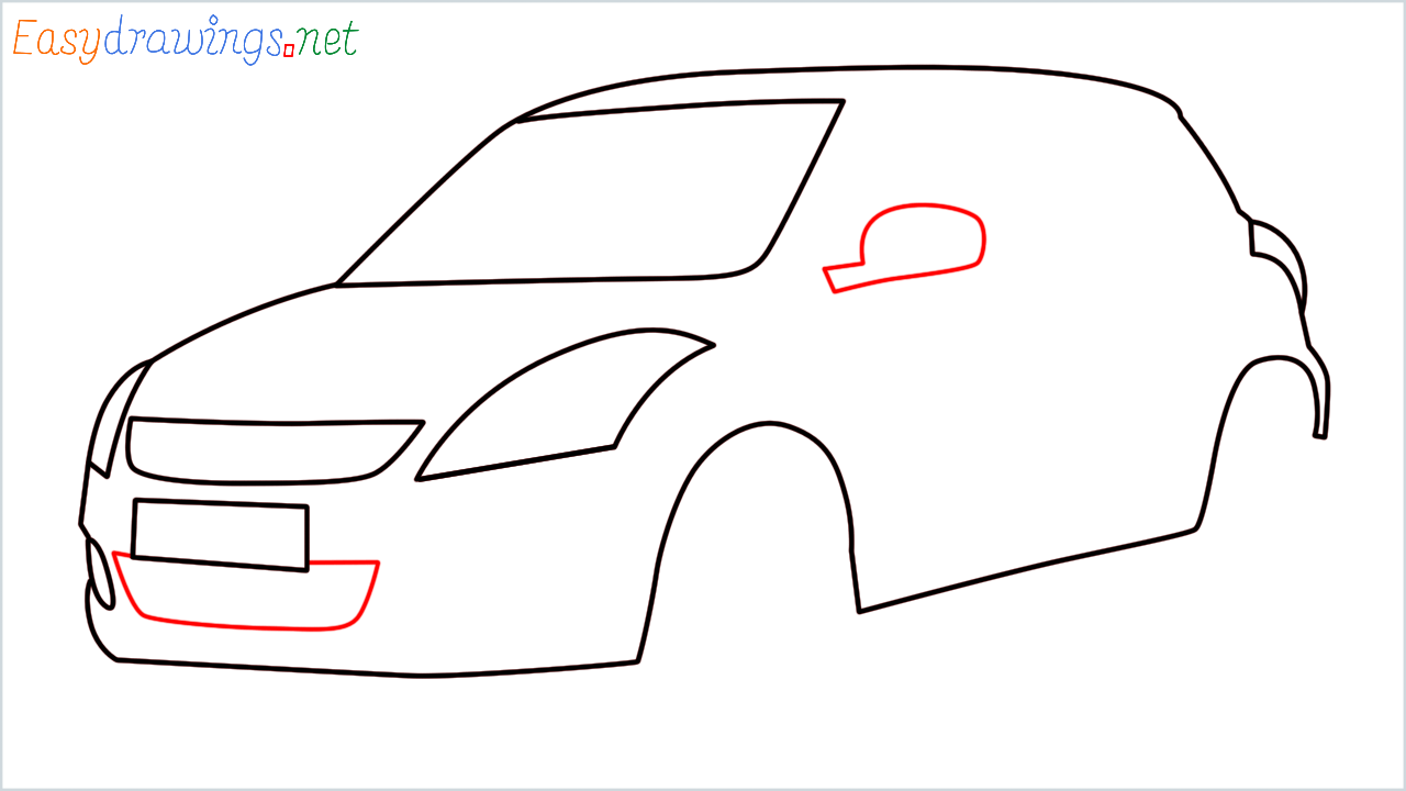 How to draw Maruti Swift step (6)