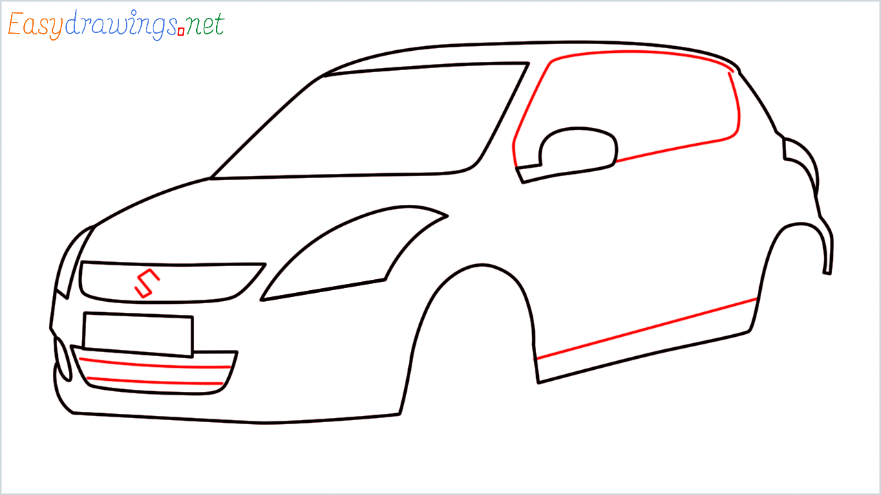 How to draw Maruti Swift step (7)