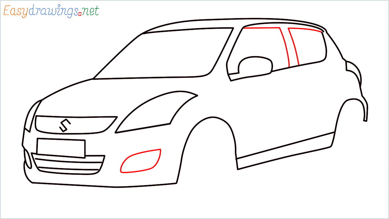 How to draw Maruti Swift step (8)