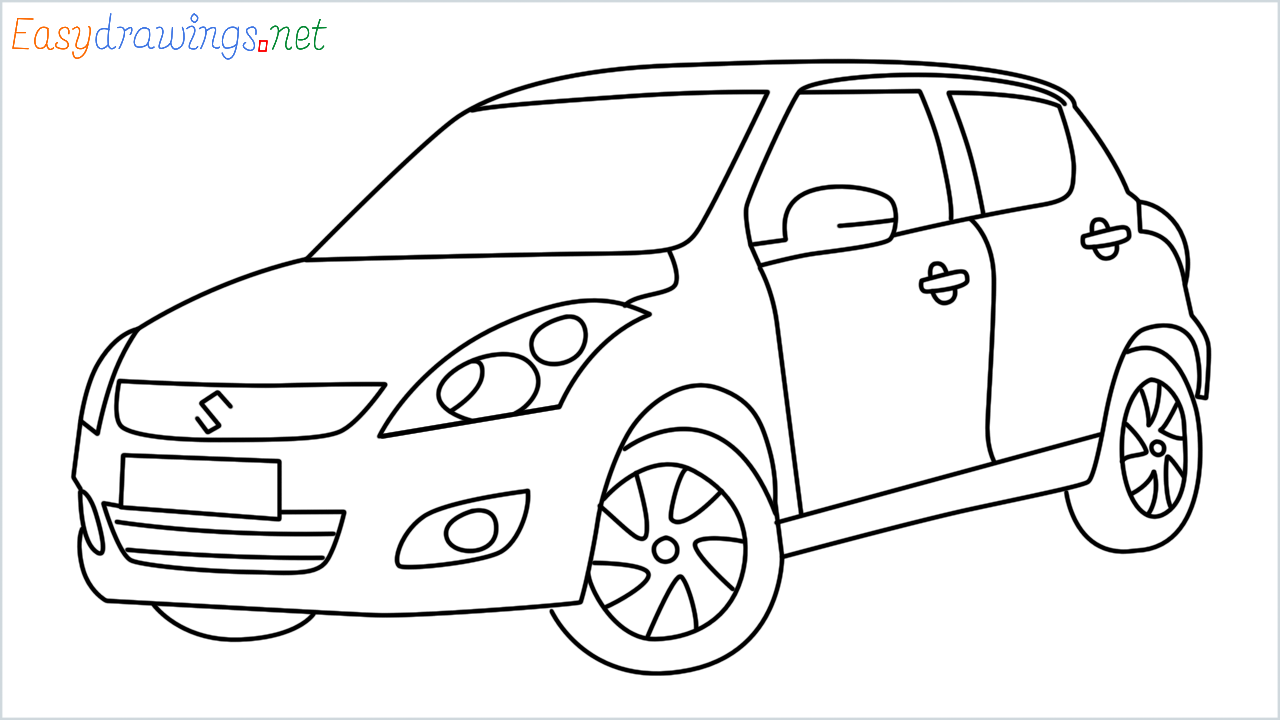 How to draw Maruti Swift step by step for beginners