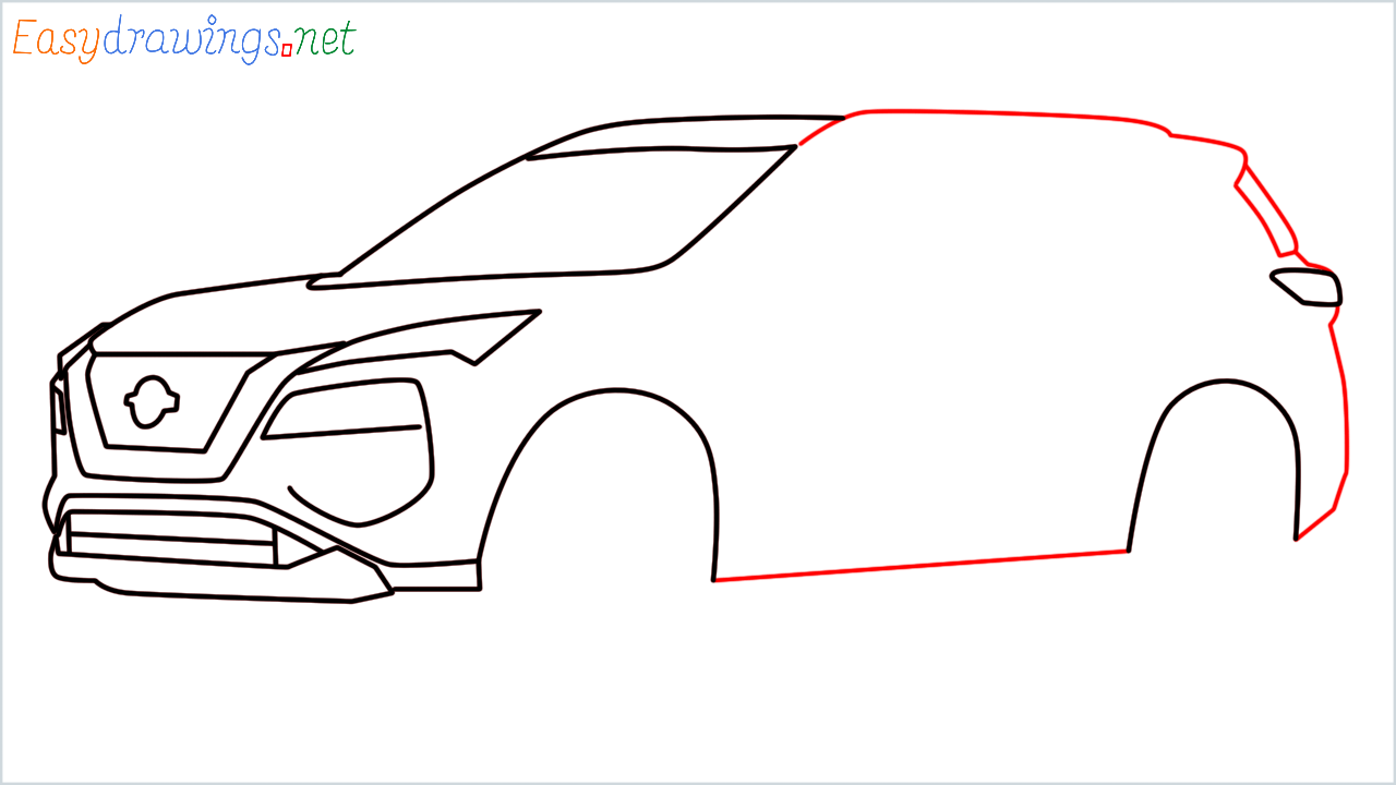 How to draw Nissan Rogue step (10)