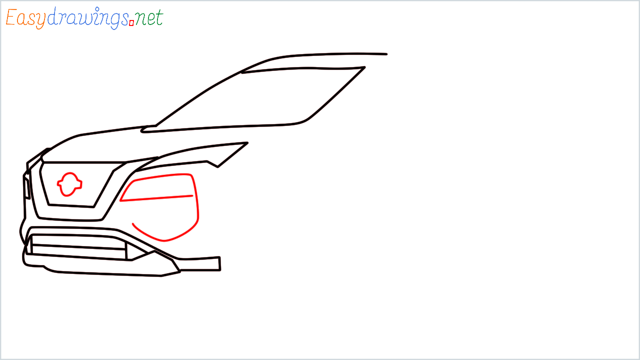 How to draw Nissan Rogue step (8)