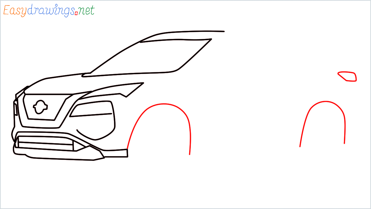 How to draw Nissan Rogue step (9)