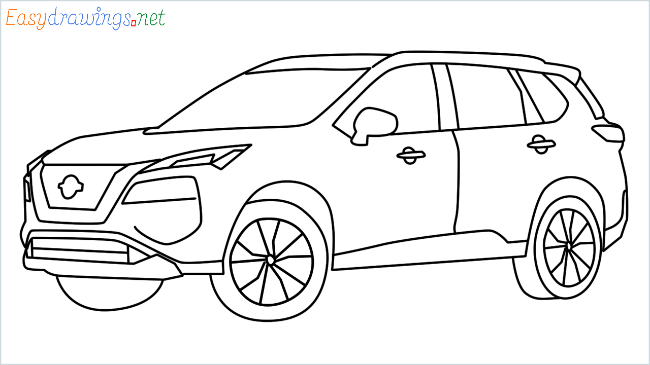 How to draw Nissan Rogue step by step for beginners
