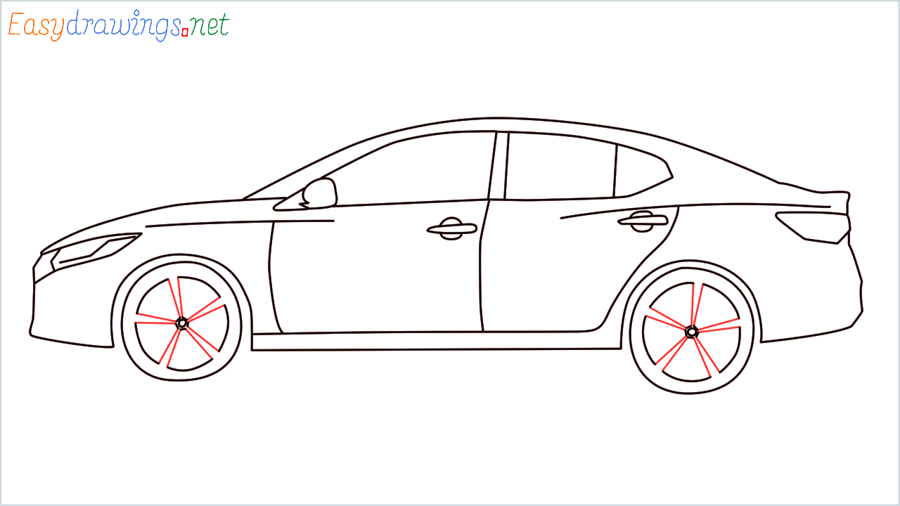 How to draw Nissan Sentra step (10)