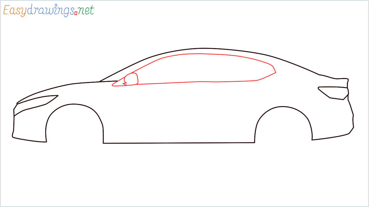 How to draw Nissan Sentra step (4)