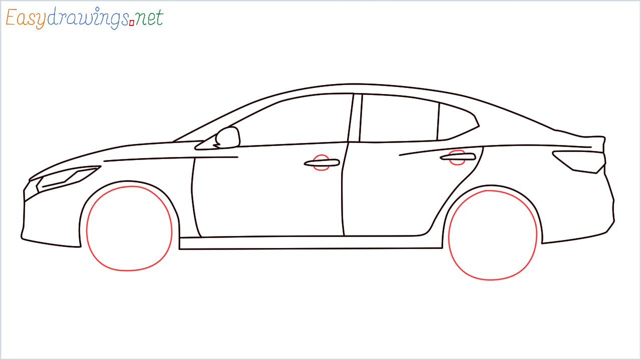 How to draw Nissan Sentra step (8)