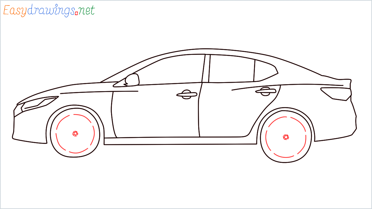 How to draw Nissan Sentra step (9)