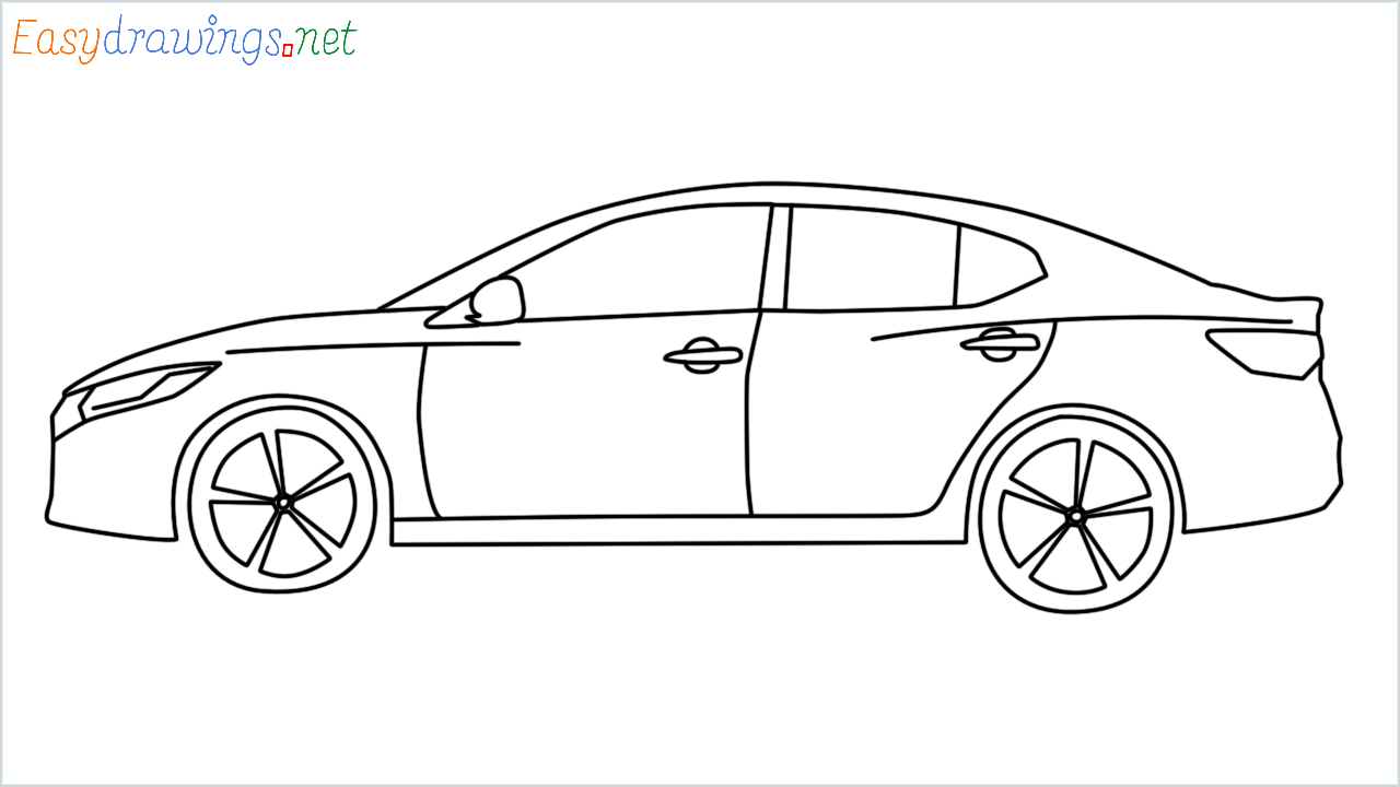 How to draw Nissan Sentra step by step for beginners