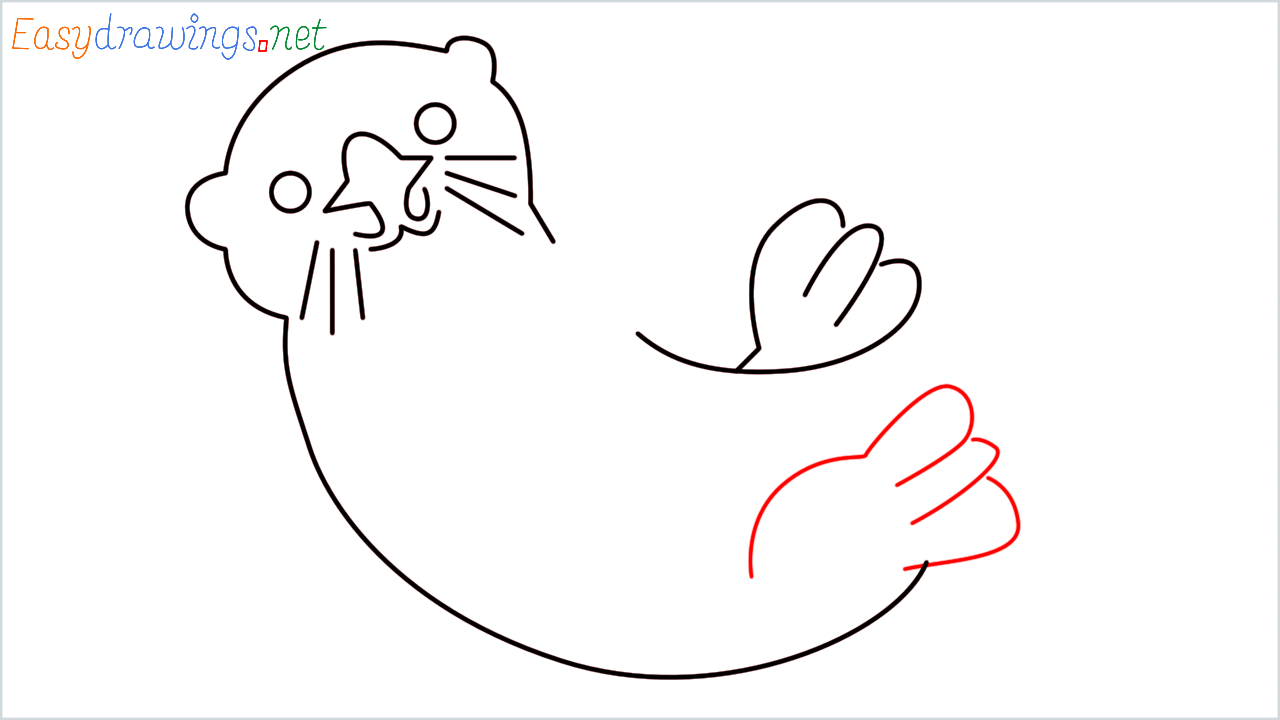 How to draw Otter Emoji step (8)