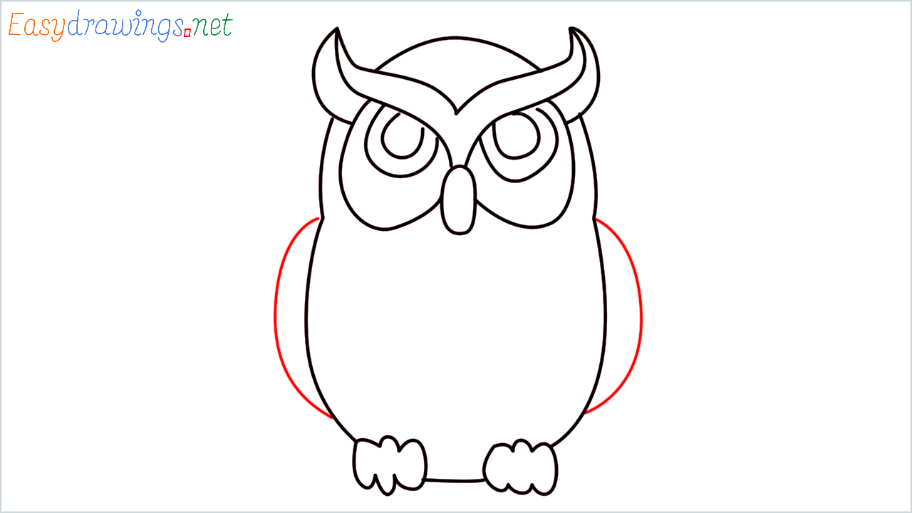 How to draw Owl Emoji step (7)
