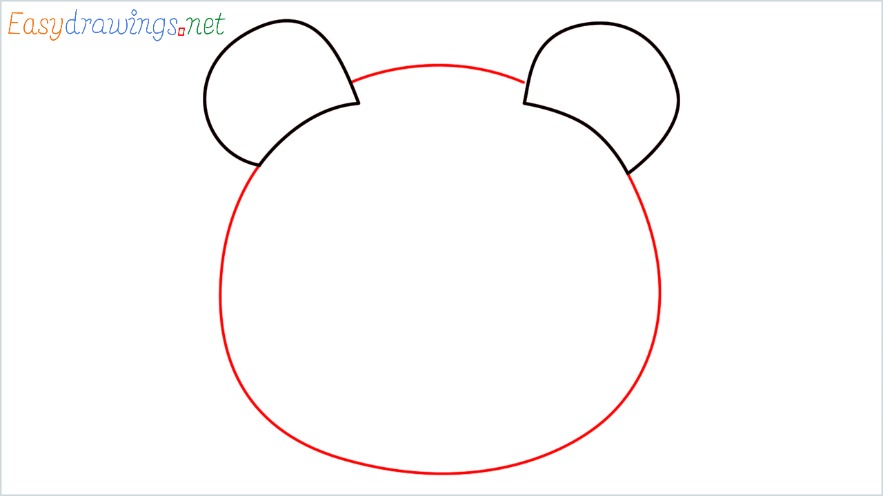 How to draw Panda face Emoji step (2)