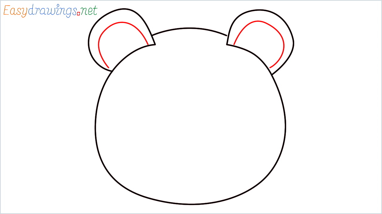 How to draw Panda face Emoji step (3)
