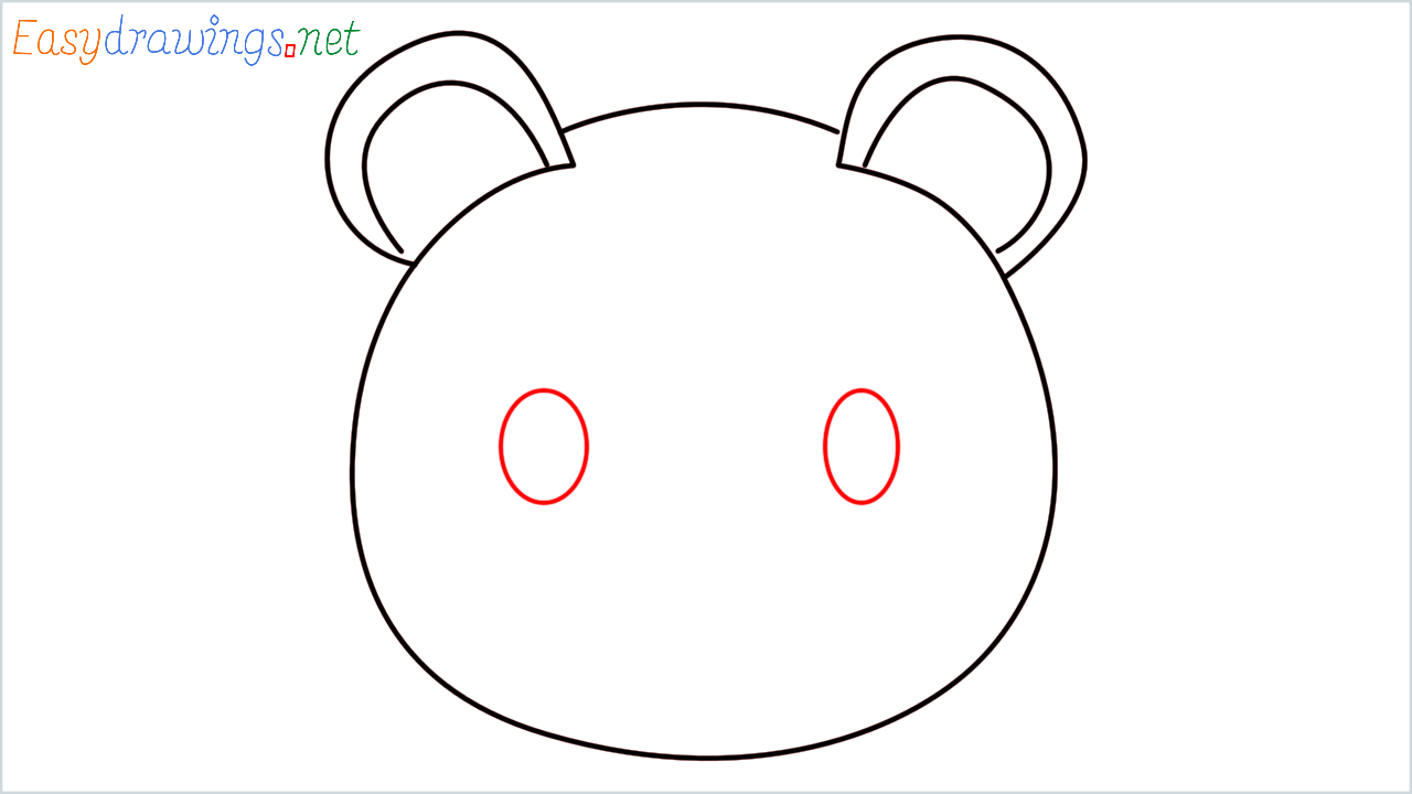How to draw Panda face Emoji step (4)