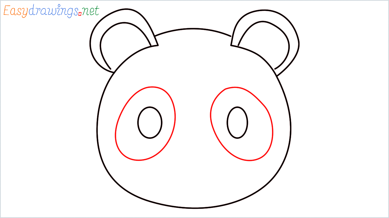 How to draw Panda face Emoji step (5)