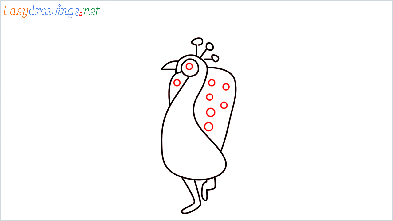 How to draw Peacock Emoji step (6)