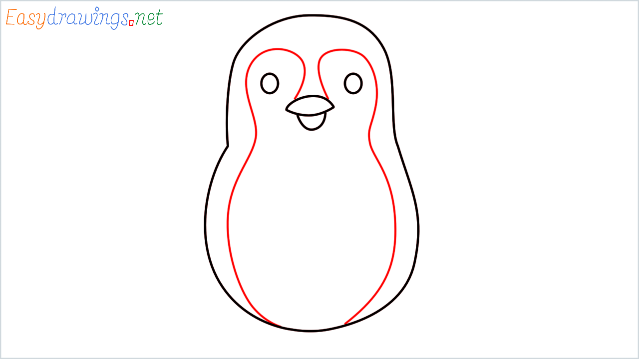 How to draw Penguin Emoji step (4)