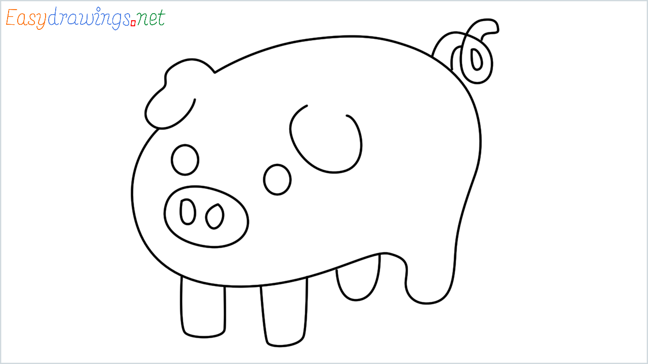 How to draw Pig Emoji step by step for beginners