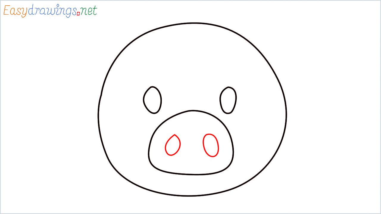 How to draw Pig face Emoji step (4)