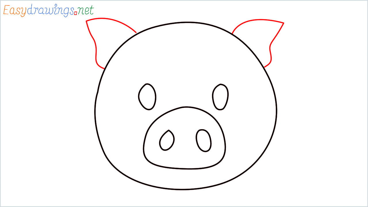 How to draw Pig face Emoji step (5)