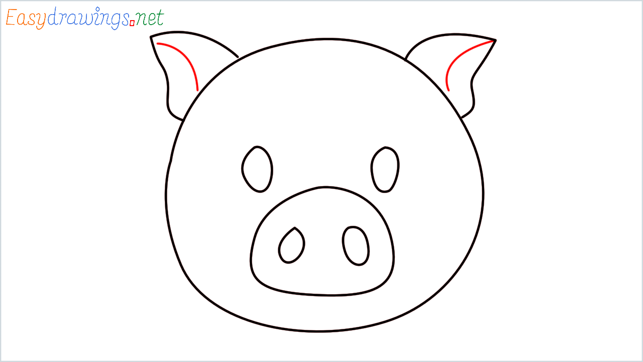 How to draw Pig face Emoji step (6)
