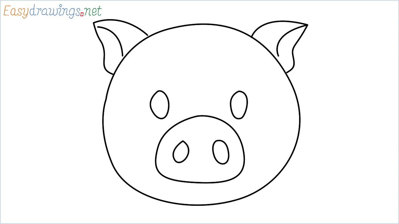How to draw Pig face Emoji step by step for beginners