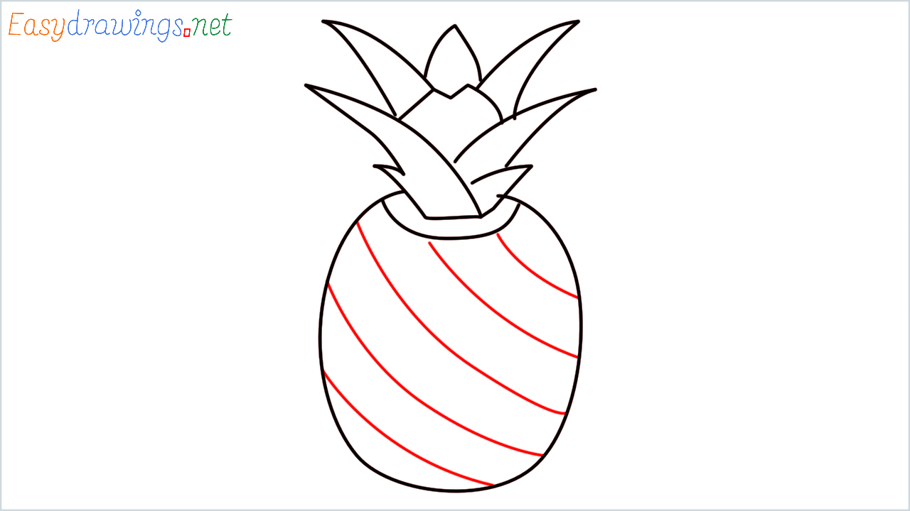 How to draw Pineapple Emoji step (8)