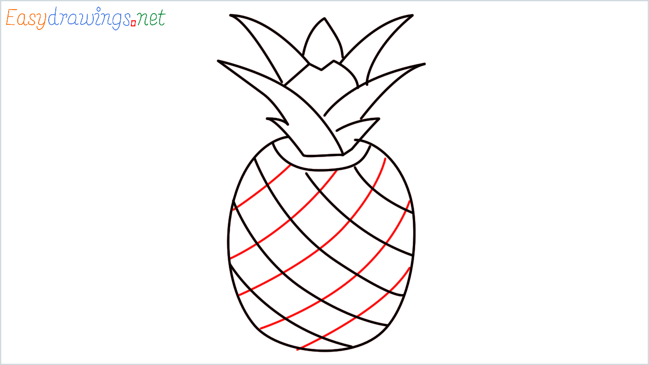 How to draw Pineapple Emoji step (9)