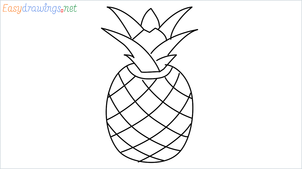 How to draw Pineapple Emoji step by step for beginners