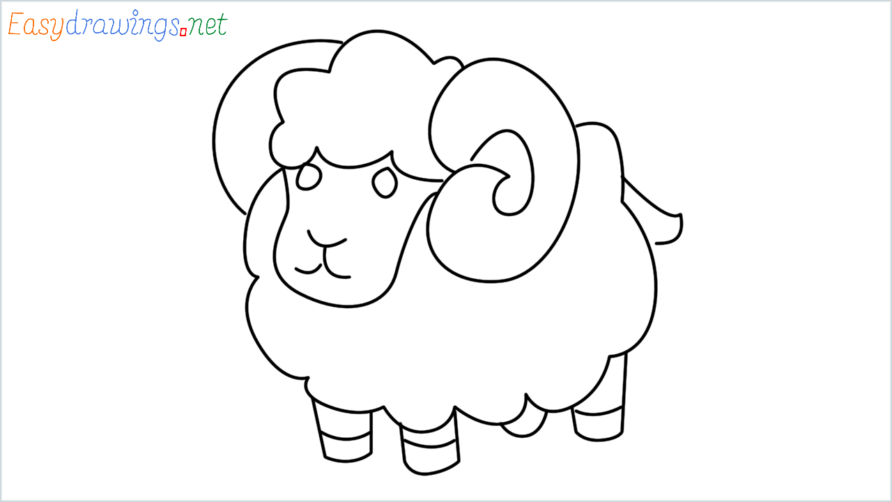How to draw Ram Emoji step by step for beginners