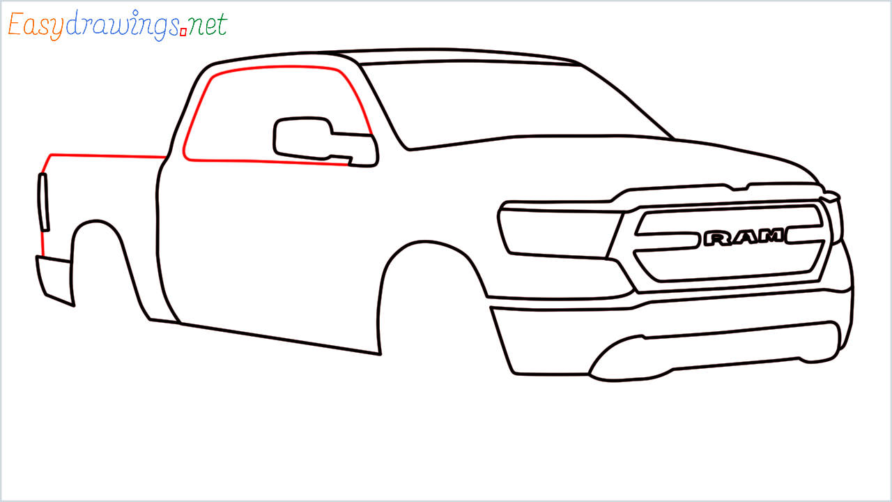 How to draw Ram Pickup step (10)