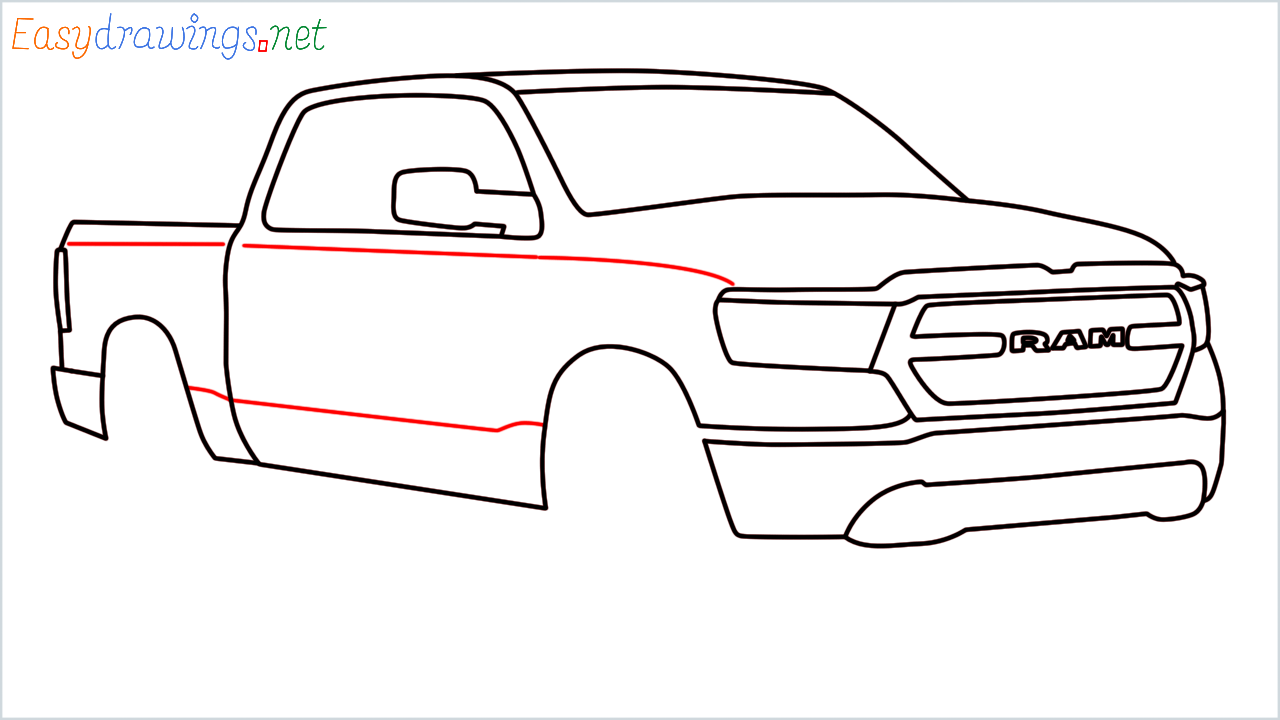 How to draw Ram Pickup step (11)