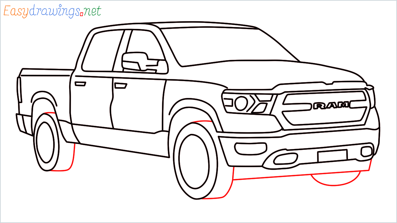 How to draw Ram Pickup step (16)
