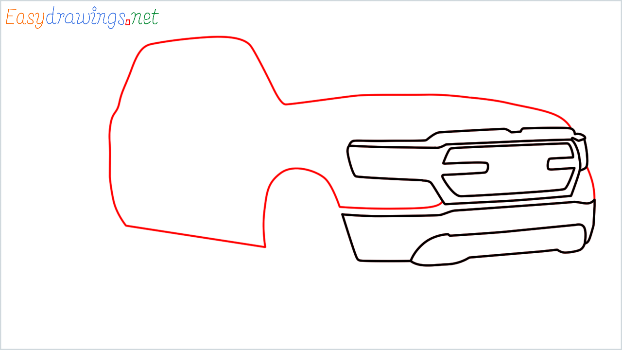 How to draw Ram Pickup step (6)