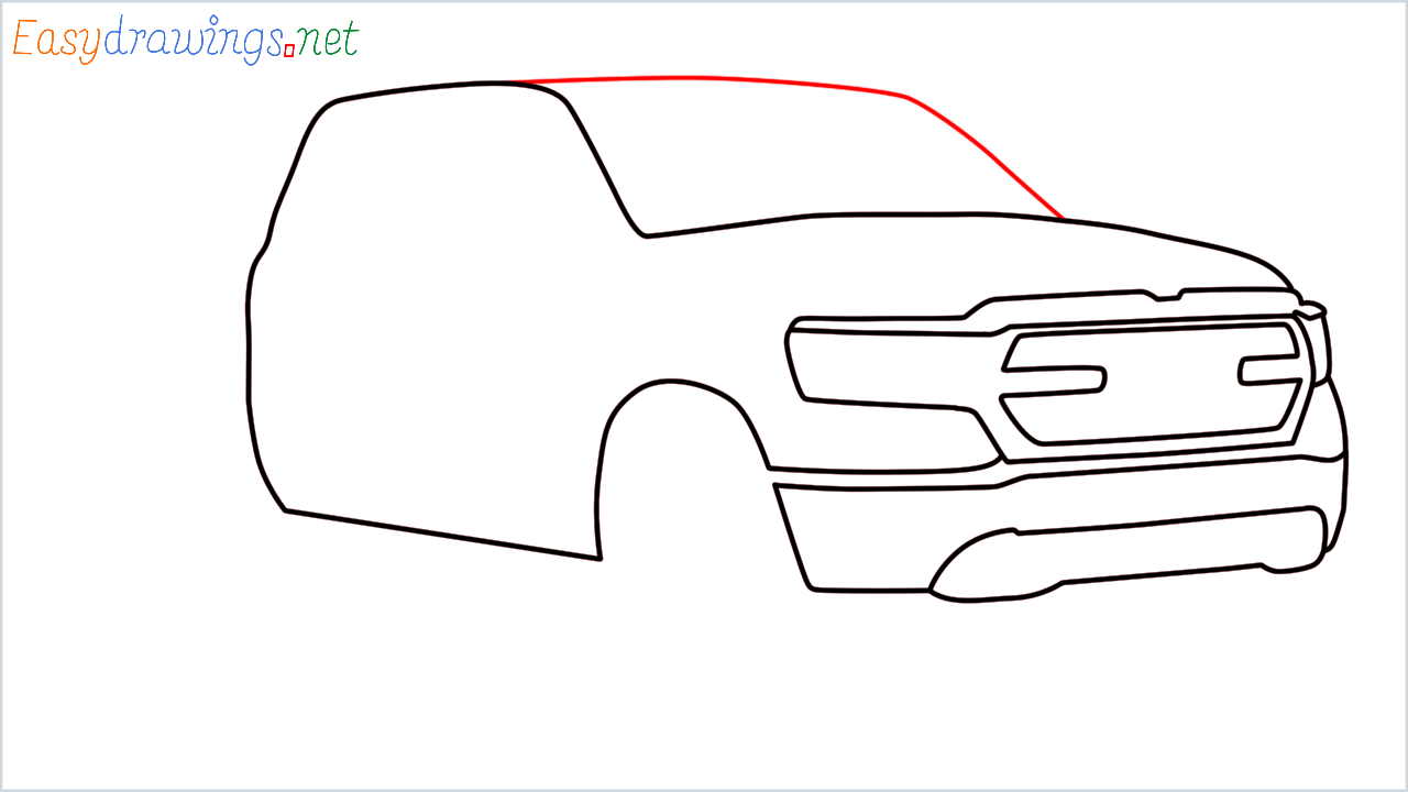 How to draw Ram Pickup step (7)