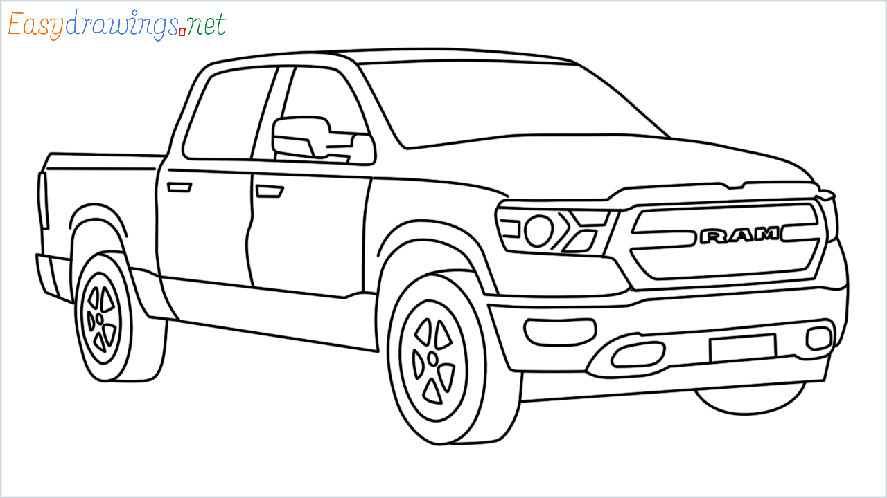 How to draw Ram Pickup step by step for beginners