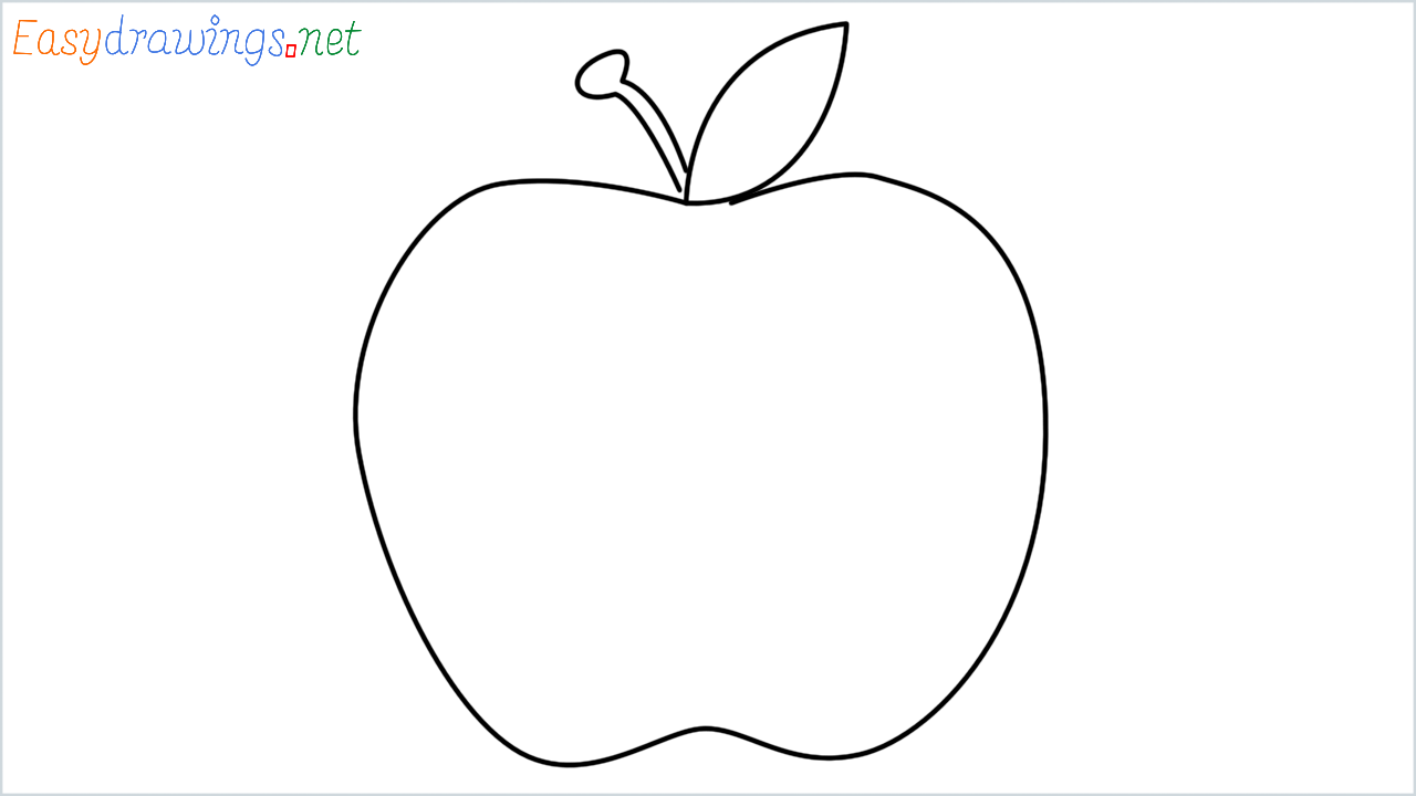 How to draw Red apple Emoji step by step for beginners