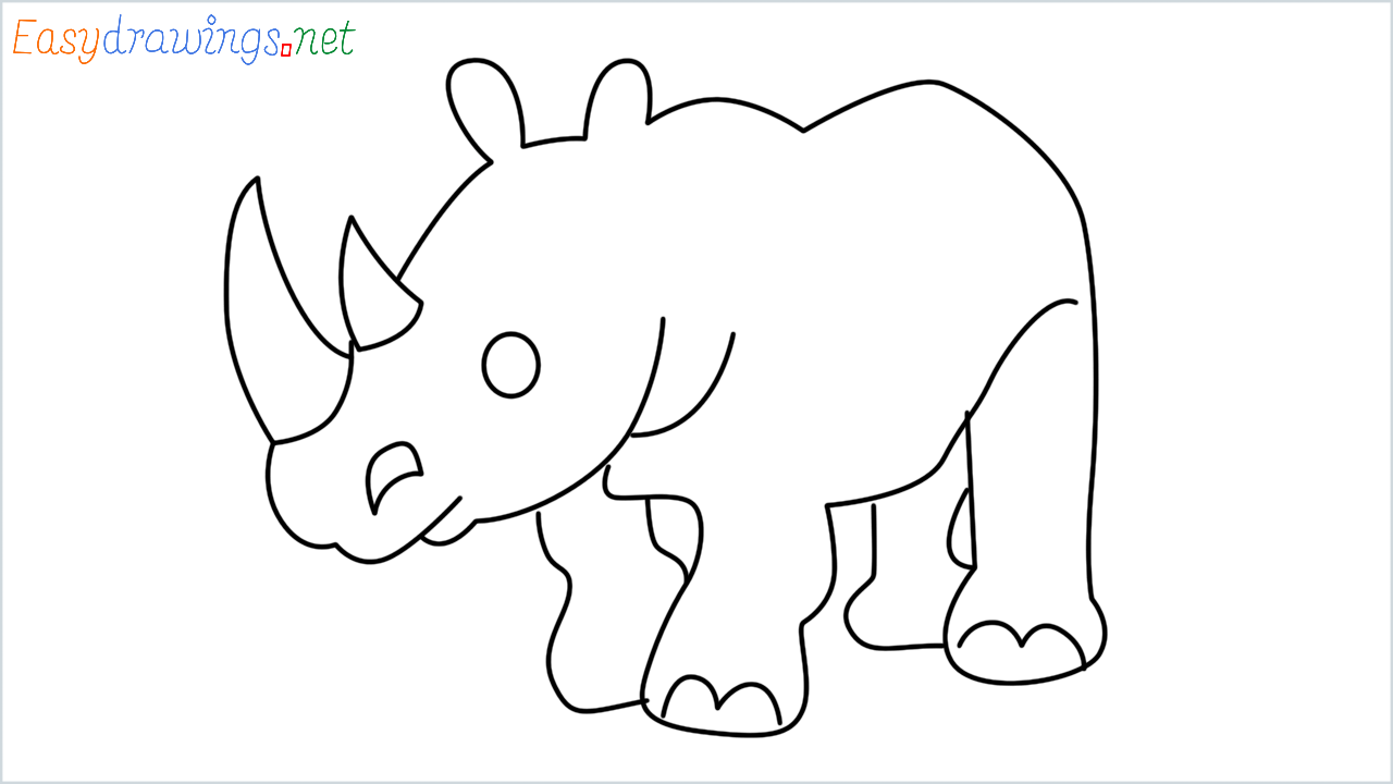 How to draw Rhinoceros Emoji step by step for beginners