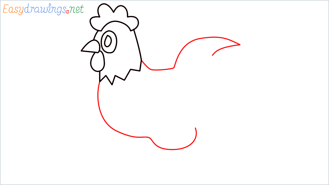 How to draw Rooster Emoji step (6)