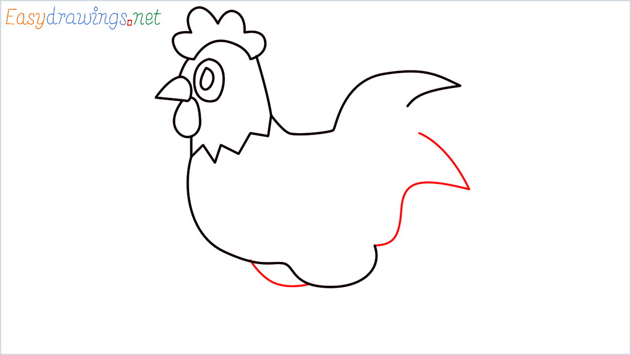 How to draw Rooster Emoji step (7)