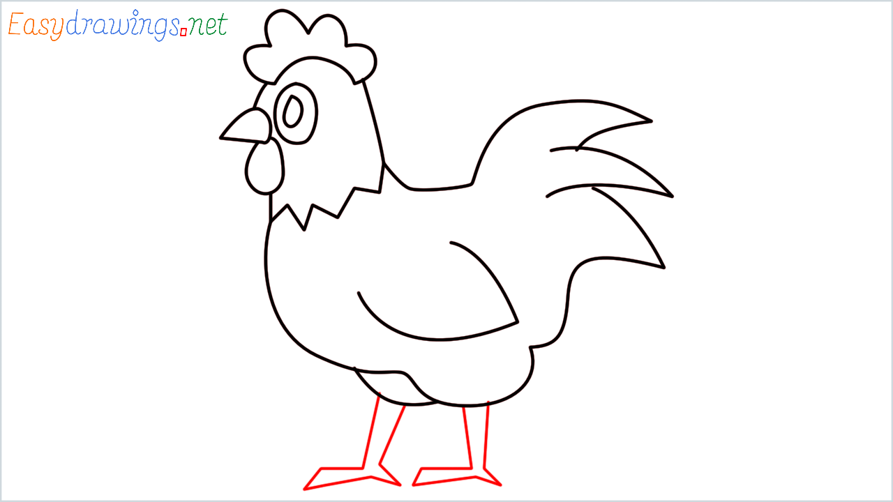 How to draw Rooster Emoji step (9)