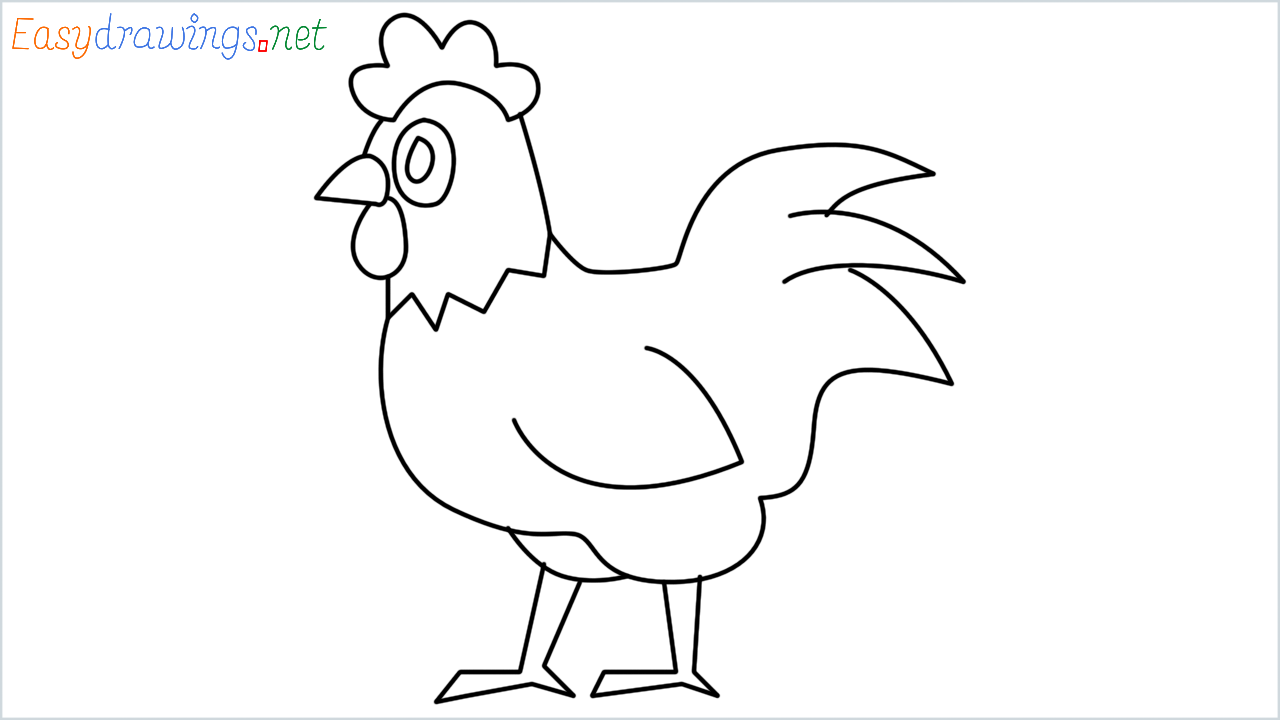 How to draw Rooster Emoji step by step for beginners