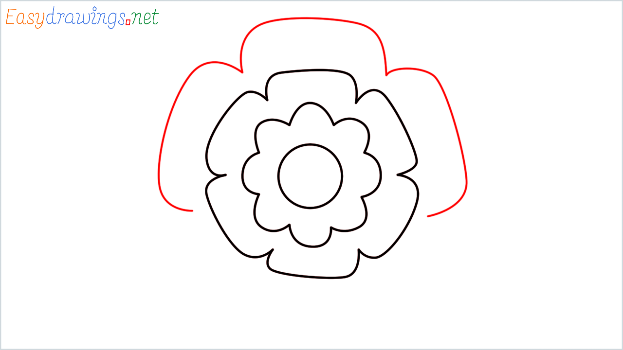 How to draw Rosette Emoji step (5)