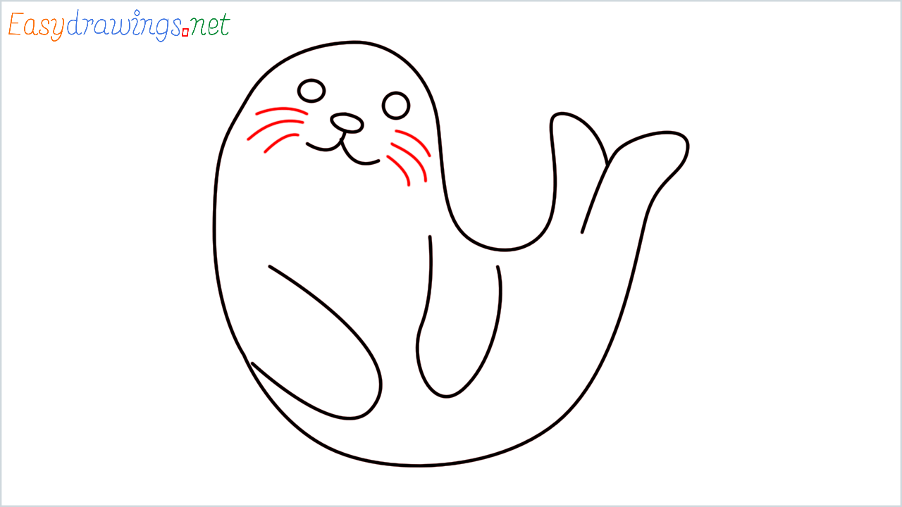 How to draw Seal Emoji step (6)