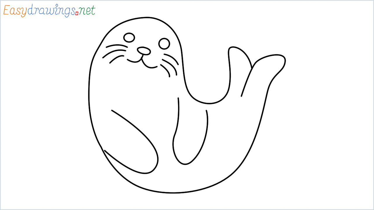 How to draw Seal Emoji step by step for beginners