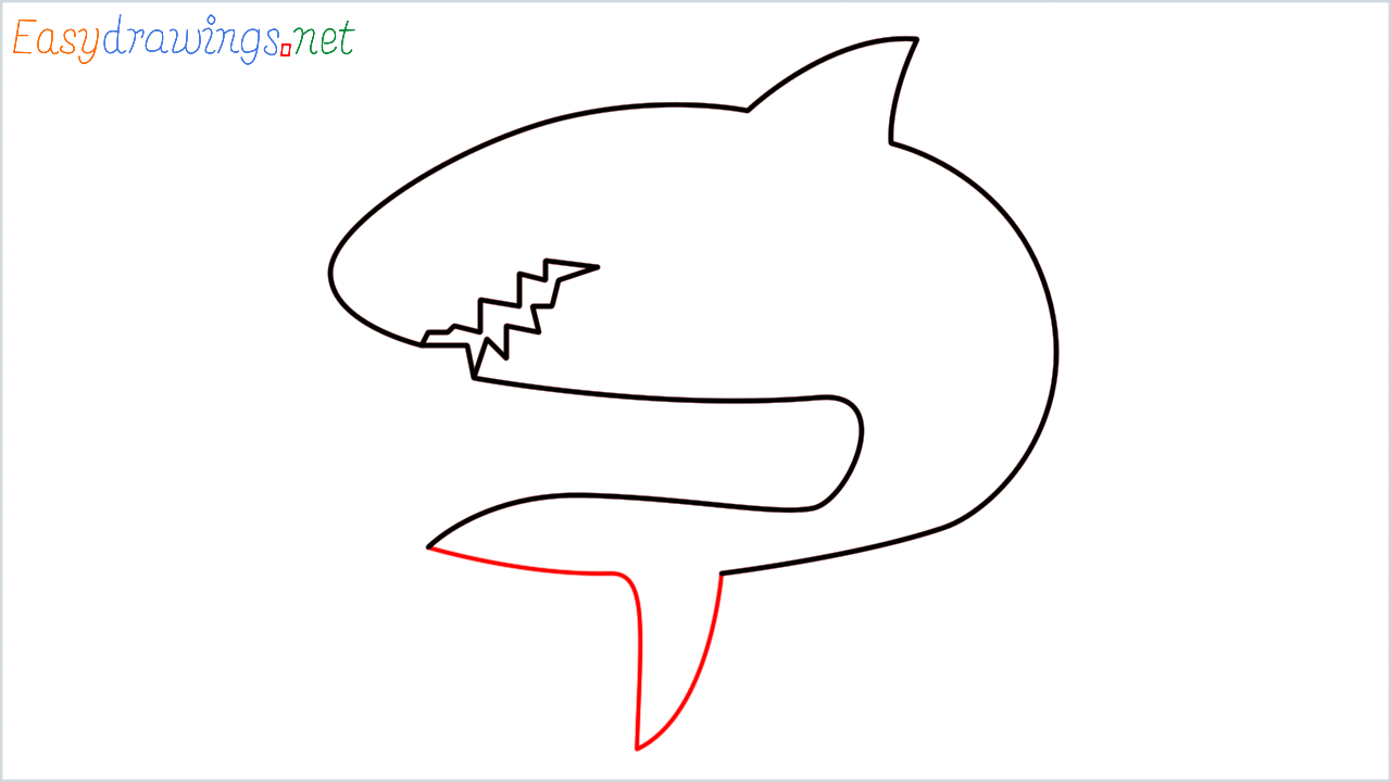 How to draw Shark Emoji step (4)