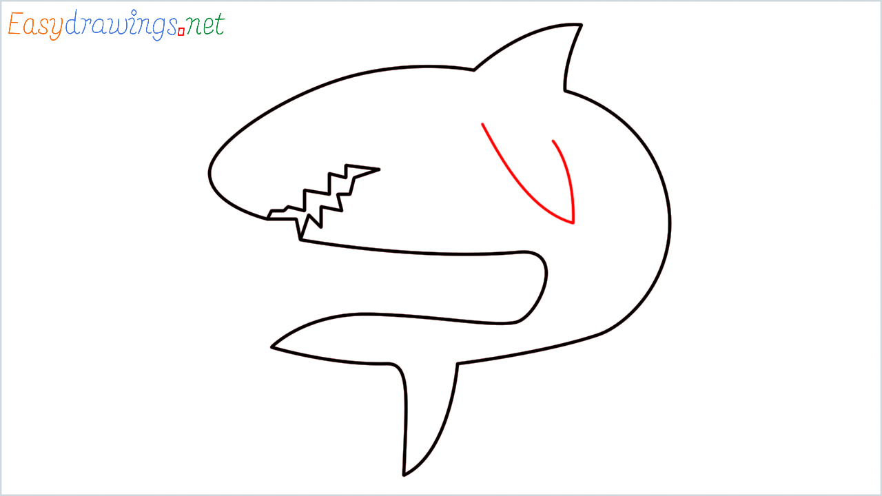 How to draw Shark Emoji step (5)