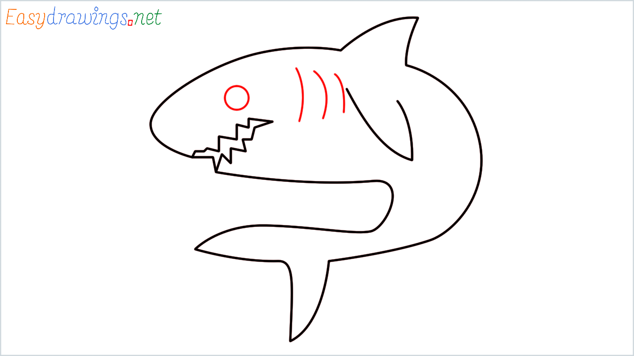 How to draw Shark Emoji step (6)