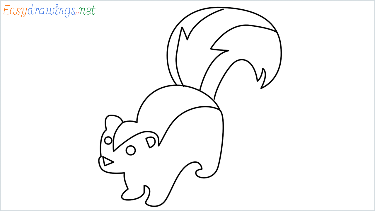 How to draw Skunk Emoji step by step for beginners