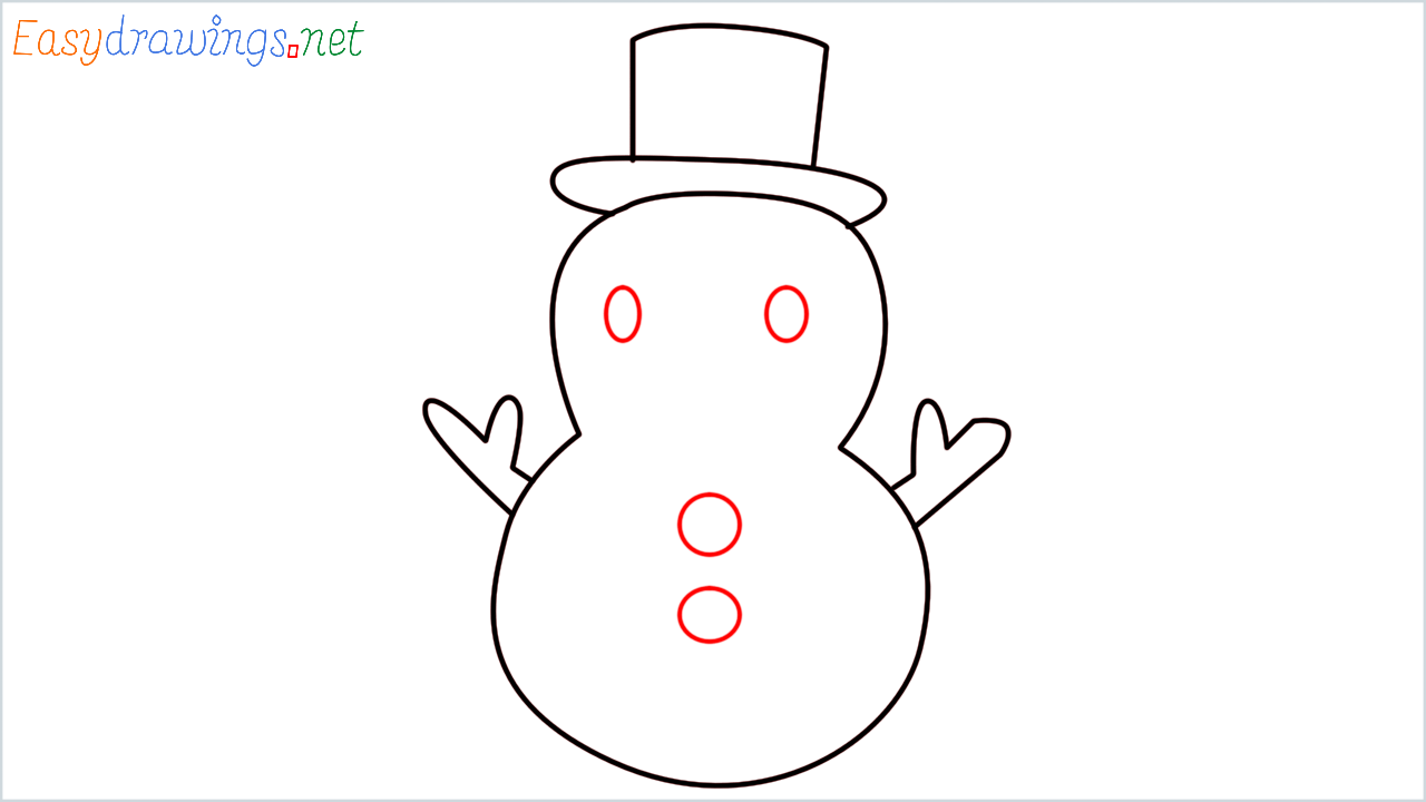 How to draw Snowman Emoji step (6)